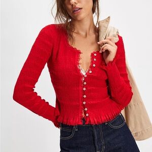 Free People Scarlet Button-Down Shirt
